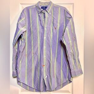 VTG Polo Ralph Lauren Oxford Shirt Pastel Color Block Stripe Button 16 1/2-33